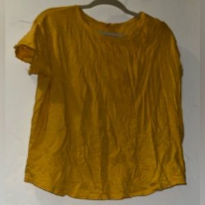 Mustard/sunflower yellow short sleeve embroidered flower sleeve